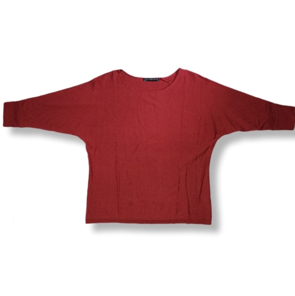Peruvian Connection Rich Red Long Sleeve Top Academia Staple Knit Long Sleeve - Picture 1 of 7